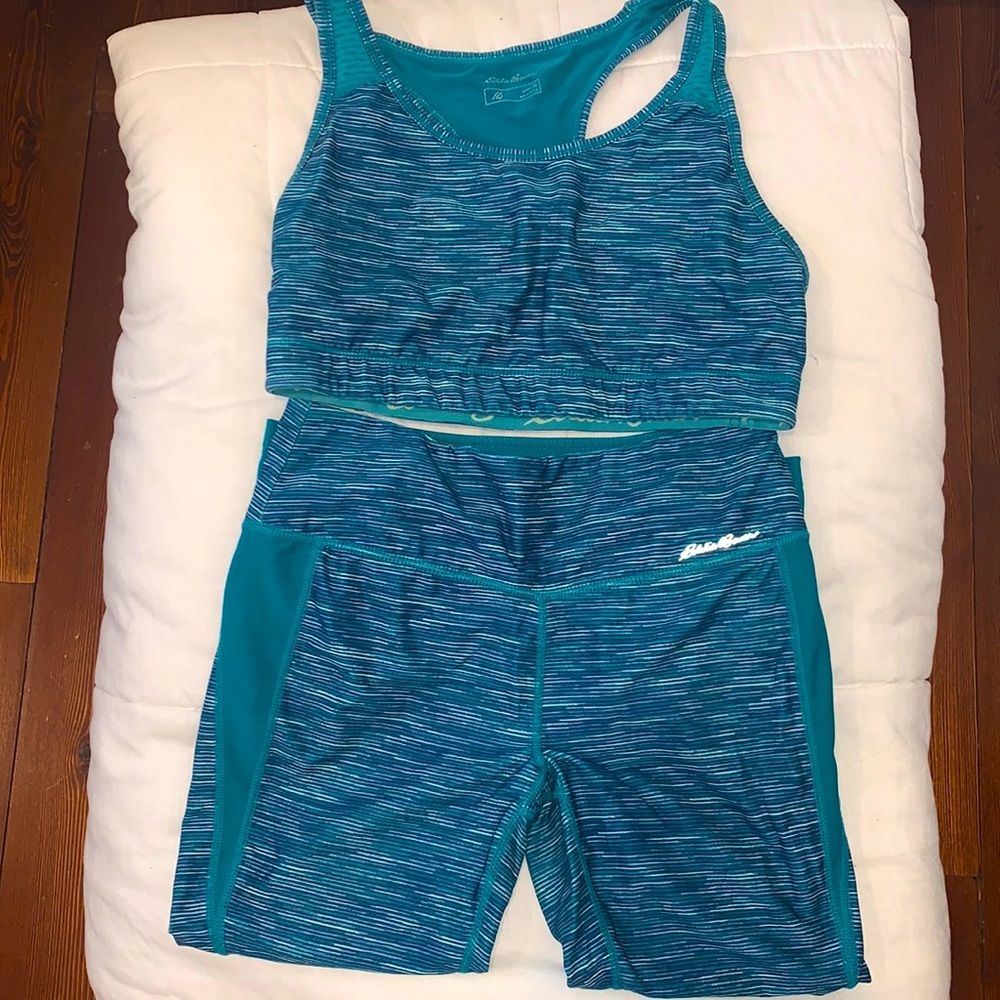 Eddie Bauer matching workout set with leggings and sports bra size M